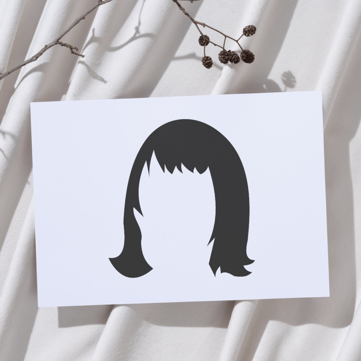 Elegant silhouette design of woman hairstyle for crafts