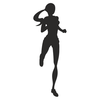 Elegant silhouette of a woman running for fitness goals