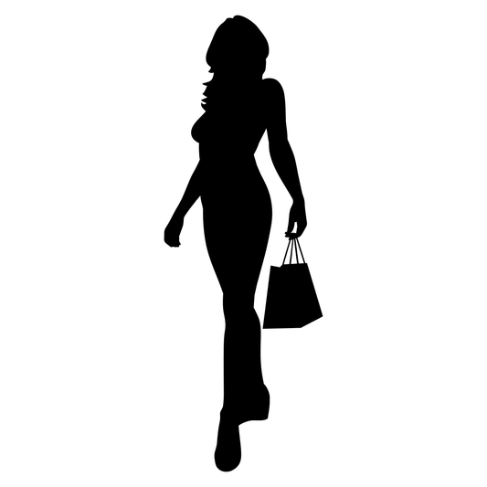Woman shopping with bags in a stylish silhouette design