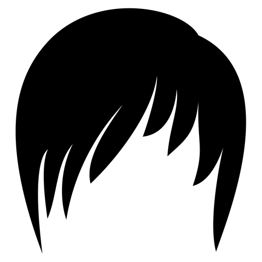 Stylized black hair silhouette for crafting projects